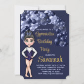 Gymnastiek Verjaardagsfeestje Marine Blauwe Balloo Kaart (Voorkant)