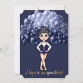 Gymnastiek Verjaardagsfeestje Marine Blauwe Balloo Kaart (Achterkant)