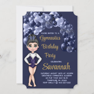 Gymnastiek Verjaardagsfeestje Marine Blauwe Balloo Kaart