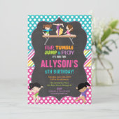 Gymnastiek verjaardagsfeestje meisje kaart (Staand voorkant)