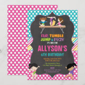 Gymnastiek verjaardagsfeestje meisje kaart (Voorkant / Achterkant)