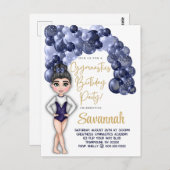 Gymnastiek Verjaardagsfeestje met Blauwe Ballonboo Briefkaart (Voorkant / Achterkant)