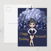 Gymnastiek Verjaardagsfeestje met Blauwe Ballonboo Briefkaart (Voorkant / Achterkant)