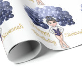 Gymnastiek Verjaardagsfeestje met Blauwe Ballonboo Cadeaupapier (Rol Hoek)