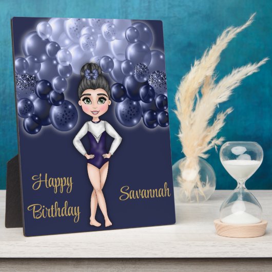 Gymnastiek Verjaardagsfeestje met Blauwe Ballonboo Fotoplaat (Zijkant)