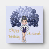 Gymnastiek Verjaardagsfeestje met Blauwe Ballonboo Fotoplaat (Voorkant)