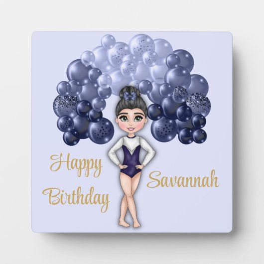 Gymnastiek Verjaardagsfeestje met Blauwe Ballonboo Fotoplaat (Voorkant)