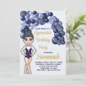 Gymnastiek Verjaardagsfeestje met Blauwe Ballonboo Kaart (Staand voorkant)