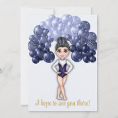 Gymnastiek Verjaardagsfeestje met Blauwe Ballonboo Kaart (Achterkant)