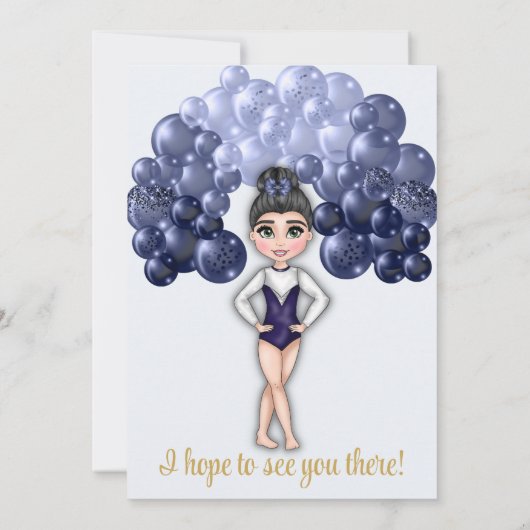 Gymnastiek Verjaardagsfeestje met Blauwe Ballonboo Kaart (Achterkant)