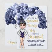 Gymnastiek Verjaardagsfeestje met Blauwe Ballonboo Kaart (Voorkant / Achterkant)