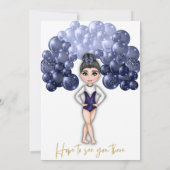 Gymnastiek Verjaardagsfeestje met Blauwe Ballonboo Kaart (Achterkant)