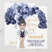 Gymnastiek Verjaardagsfeestje met Blauwe Ballonboo Kaart (Voorkant / Achterkant)