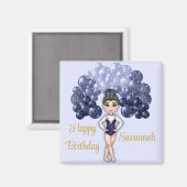 Gymnastiek Verjaardagsfeestje met Blauwe Ballonboo Magneet (Voorkant / Achterkant)