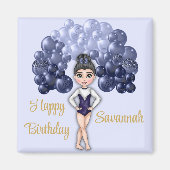 Gymnastiek Verjaardagsfeestje met Blauwe Ballonboo Magneet (Voorkant)