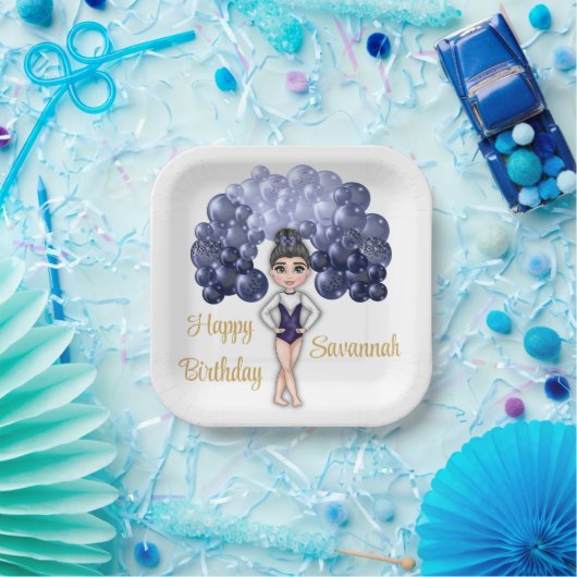 Gymnastiek Verjaardagsfeestje met Blauwe Ballonboo Papieren Bordje (Feest)