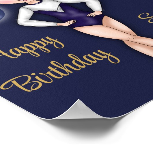 Gymnastiek Verjaardagsfeestje met Blauwe Ballonboo Poster (Hoek)