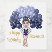 Gymnastiek Verjaardagsfeestje met Blauwe Ballonboo Wijn Etiket (Enkel label)