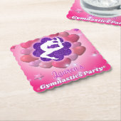 Gymnastiek Verjaardagsfeestje Roze Paarse Hart Sta Kartonnen Onderzetters (Gebogen)