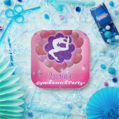 Gymnastiek Verjaardagsfeestje Roze Paarse Hart Sta Papieren Bordje (Feest)