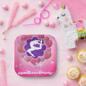 Gymnastiek Verjaardagsfeestje Roze Paarse Hart Sta Papieren Bordje (Feest)