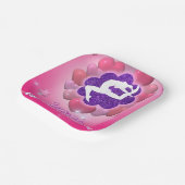 Gymnastiek Verjaardagsfeestje Roze Paarse Hart Sta Papieren Bordje (Gebogen)