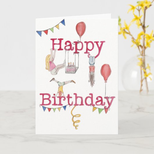 Gymnastiek Verjaardagskaart Kaart (Gele Bloem)