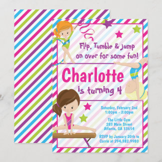 Gymnastiek verjaardagsuitnodigingen voor elke leef kaart