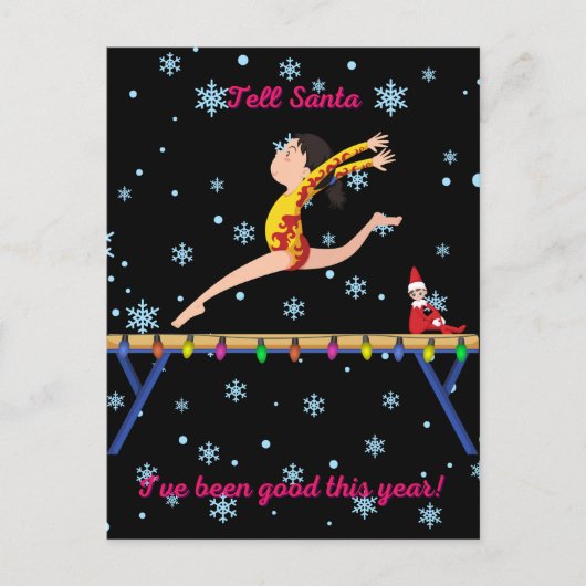 Gymnastiek vertelt de Kerstman dat ik dit jaar goe Briefkaart (Voorkant)