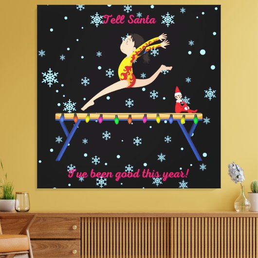 Gymnastiek vertelt de Kerstman dat ik dit jaar goe Canvas Afdruk (Insitu (Woonkamer))