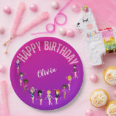 Gymnastiek Vrienden "Happy Birthday" Roze Paars Papieren Bordje (Feest)