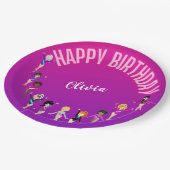 Gymnastiek Vrienden "Happy Birthday" Roze Paars Papieren Bordje (Gekanteld)