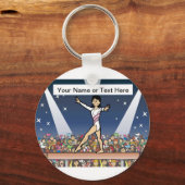 Gymnastiek - Vrouw Cartoon door PrintedPerfection Sleutelhanger (Voorkant)