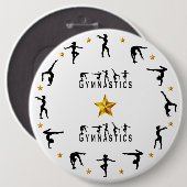 Gymnastiek, Vrouw, gouden sterren Ronde Button 6,0 Cm (Voorkant /achterkant)
