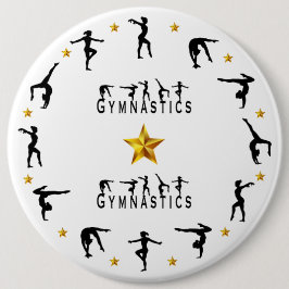 Gymnastiek, Vrouw, gouden sterren Ronde Button 6,0 Cm