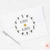 Gymnastiek, Vrouw, Gouden Sterren Ronde Sticker (Envelop)