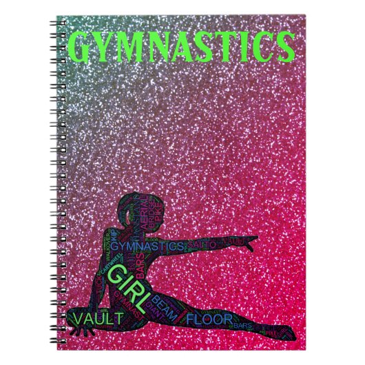 Gymnastiek Watermelon Sparkle Neon Word Art Notitieboek (Voorkant)