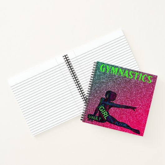 Gymnastiek Watermelon Sparkle Neon Word Art Notitieboek (Binnen)