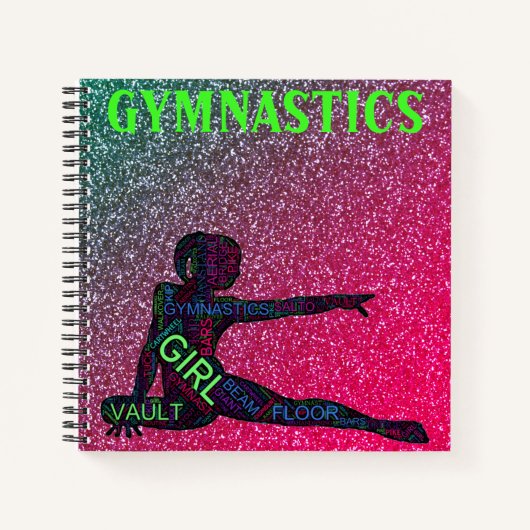 Gymnastiek Watermelon Sparkle Neon Word Art Notitieboek (Voorkant)