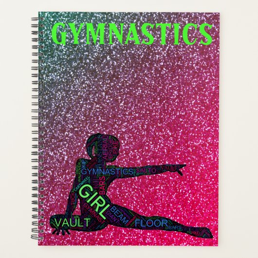 Gymnastiek Watermelon Sparkle Neon Word Art Planner (Voorkant)