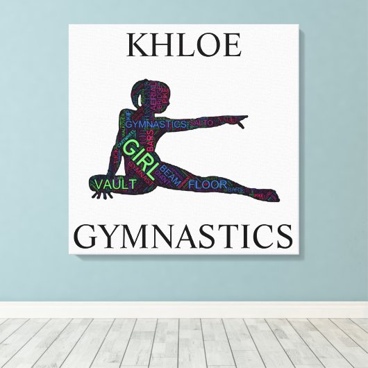Gymnastiek Word Art Aangepast uitgerekt Canvas afd (Insitu (Houten vloer))