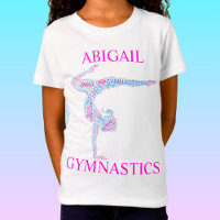 Gymnastiek Word Art Handstand Pose T-Shirt met naa