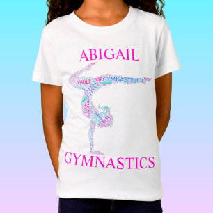 Gymnastiek Word Art Handstand Pose T-Shirt met naa