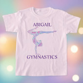 Gymnastiek Word Art Handstand Pose T-Shirt met naa