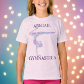Gymnastiek Word Art Handstand Pose T-Shirt met naa