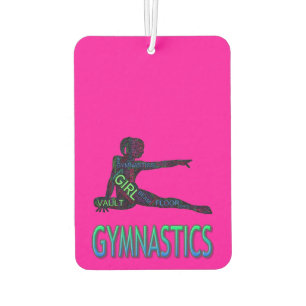 Gymnastiek Word Art Roze en Paarse Lucht Freshener Luchtverfrisser