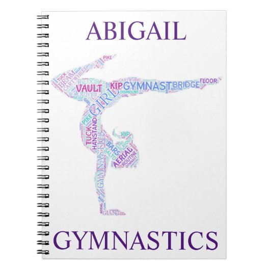 Gymnastiek Word Art Spiral Notitieboek (Voorkant)