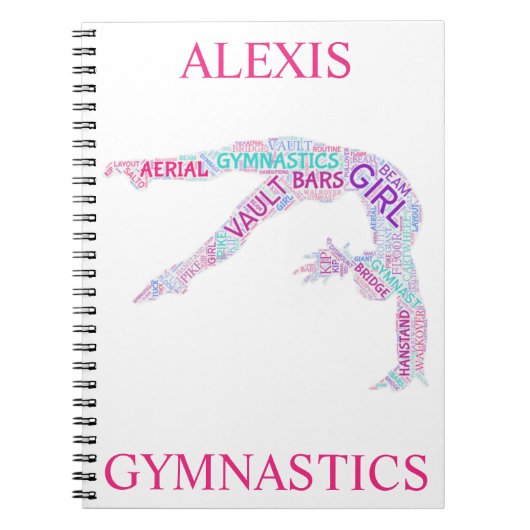 Gymnastiek Word Art Spiral Notitieboek (Voorkant)