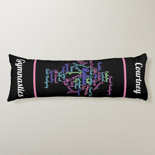 Gymnastiek Word Cloud Lichaamskussen (Voorkant)