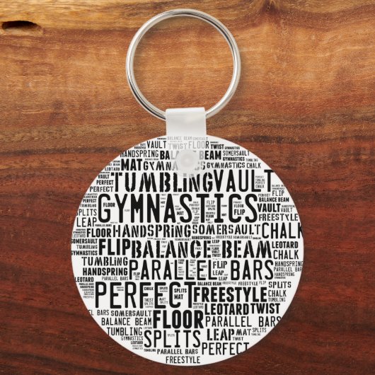 Gymnastiek Word Cloud Sleutelhanger (Voorkant)